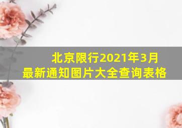 北京限行2021年3月最新通知图片大全查询表格