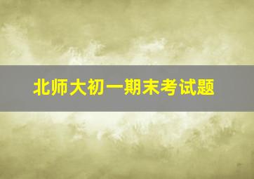 北师大初一期末考试题