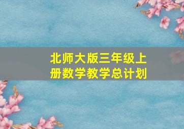 北师大版三年级上册数学教学总计划