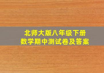 北师大版八年级下册数学期中测试卷及答案