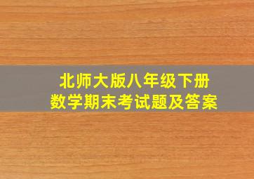 北师大版八年级下册数学期末考试题及答案