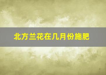 北方兰花在几月份施肥