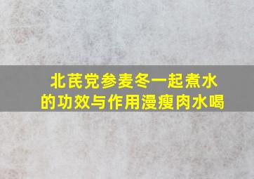 北芪党参麦冬一起煮水的功效与作用漫瘦肉水喝