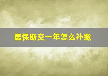 医保断交一年怎么补缴