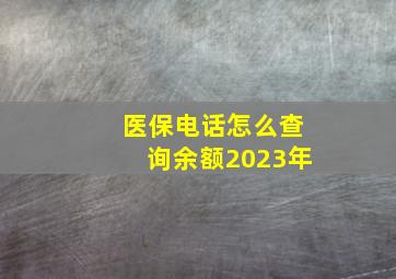 医保电话怎么查询余额2023年