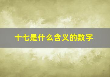 十七是什么含义的数字