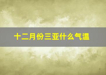 十二月份三亚什么气温