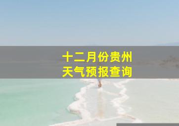 十二月份贵州天气预报查询