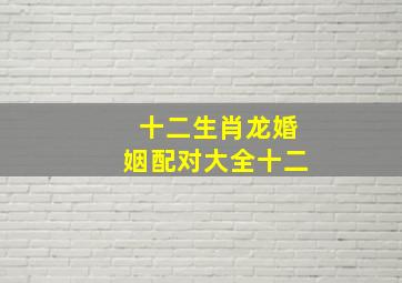 十二生肖龙婚姻配对大全十二