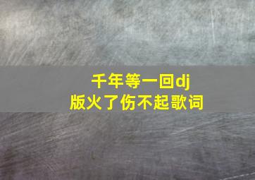 千年等一回dj版火了伤不起歌词