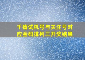 千禧试机号与关注号对应金码排列三开奖结果