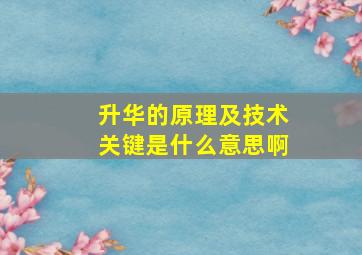 升华的原理及技术关键是什么意思啊