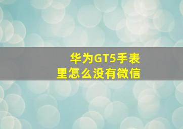 华为GT5手表里怎么没有微信