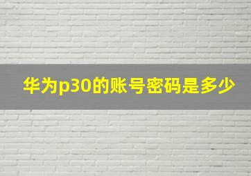 华为p30的账号密码是多少