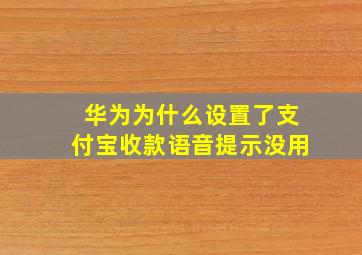 华为为什么设置了支付宝收款语音提示没用