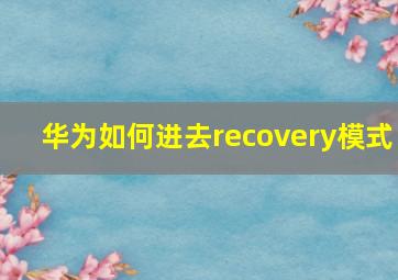 华为如何进去recovery模式