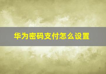 华为密码支付怎么设置