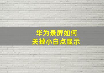 华为录屏如何关掉小白点显示