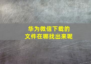 华为微信下载的文件在哪找出来呢