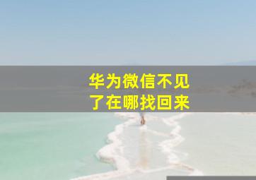 华为微信不见了在哪找回来