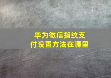 华为微信指纹支付设置方法在哪里