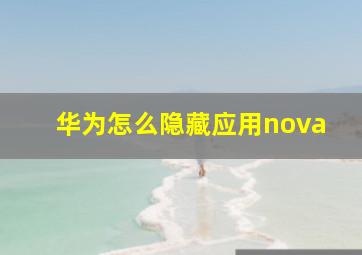 华为怎么隐藏应用nova