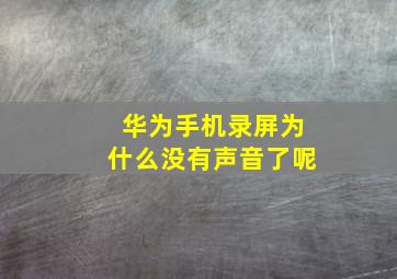 华为手机录屏为什么没有声音了呢