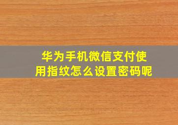 华为手机微信支付使用指纹怎么设置密码呢