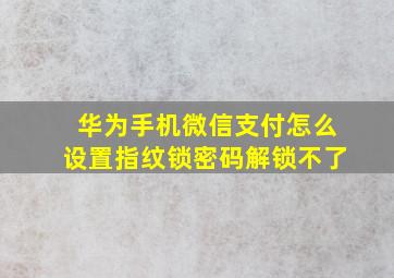 华为手机微信支付怎么设置指纹锁密码解锁不了