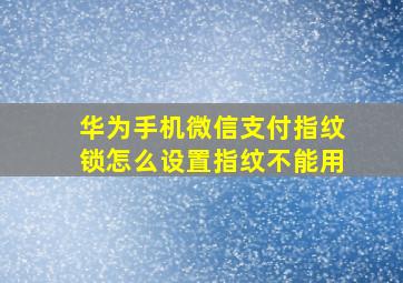 华为手机微信支付指纹锁怎么设置指纹不能用