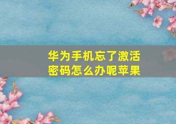 华为手机忘了激活密码怎么办呢苹果