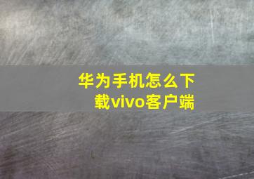 华为手机怎么下载vivo客户端