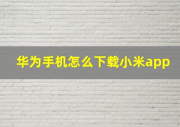 华为手机怎么下载小米app