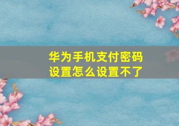 华为手机支付密码设置怎么设置不了