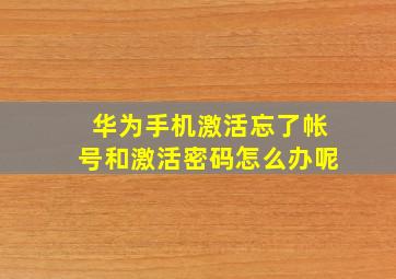 华为手机激活忘了帐号和激活密码怎么办呢