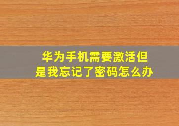 华为手机需要激活但是我忘记了密码怎么办