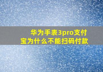 华为手表3pro支付宝为什么不能扫码付款