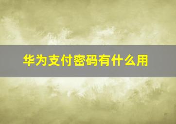 华为支付密码有什么用