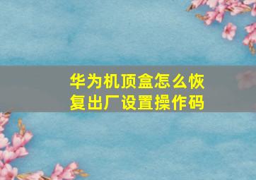 华为机顶盒怎么恢复出厂设置操作码