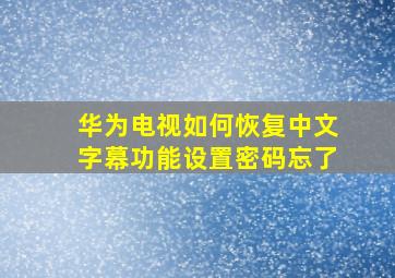 华为电视如何恢复中文字幕功能设置密码忘了