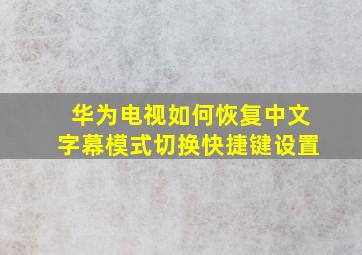 华为电视如何恢复中文字幕模式切换快捷键设置