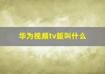 华为视频tv版叫什么