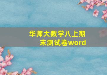 华师大数学八上期末测试卷word