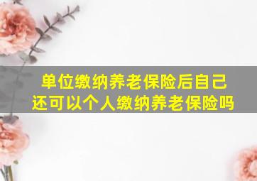 单位缴纳养老保险后自己还可以个人缴纳养老保险吗