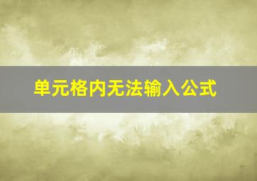 单元格内无法输入公式