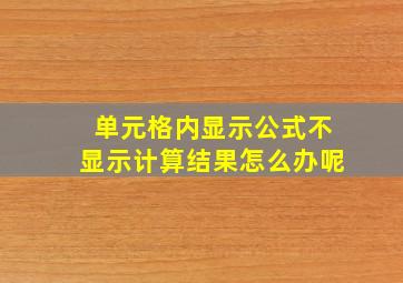 单元格内显示公式不显示计算结果怎么办呢