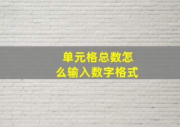 单元格总数怎么输入数字格式