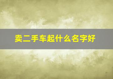 卖二手车起什么名字好