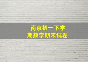 南京初一下学期数学期末试卷