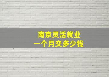 南京灵活就业一个月交多少钱